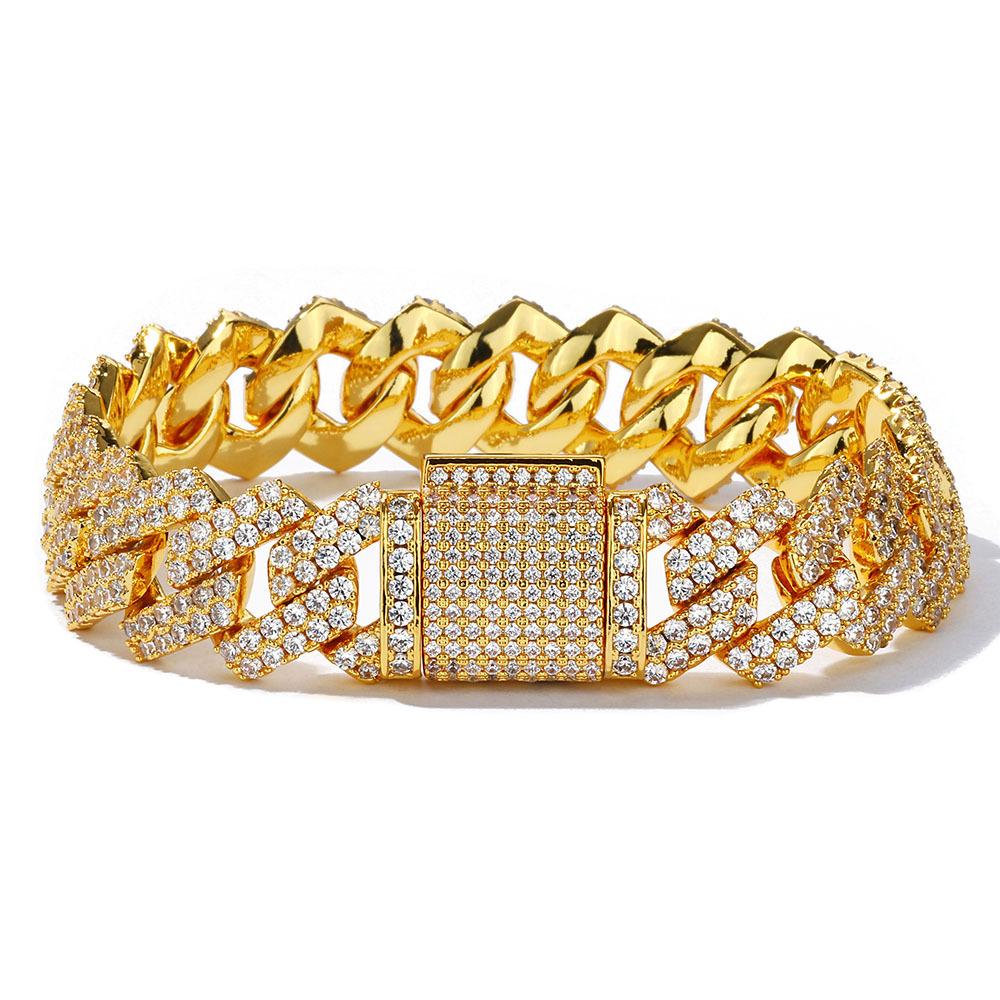 14mm Rhombus Cuban Chain Zirkonia Voll Diamant Herren Armband Leichter Luxus Hochwertiger Schmuck Zubehör