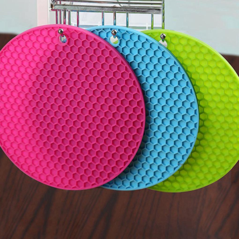 Round Silicone Heat Resistant Mat Non-Slip Coaster Placemat Saucepan Pot Holder