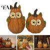 Decorative Office Ornaments Autumn Pumpkin Owl Resin Figurine, Handcrafted Floral Eyed Statue, Vintage Retro Style Harvest Gifts Farmhouse Fall