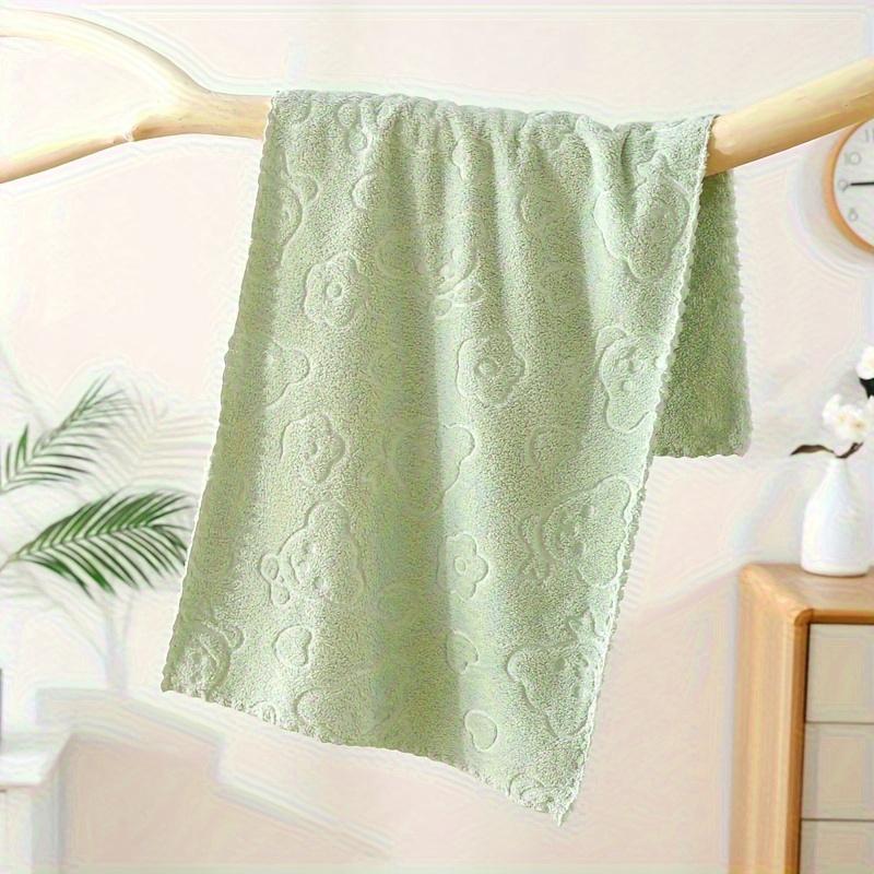 Set of 5 Cute Cartoon Bear Floral Embossed Towels, Soft Absorbent Quick Drying Face Towels, Bathroom and Home Essentials, for Home, Outdoor, RV