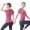 2.0 European & American Round Neck Yoga Top: Women's High Elastic Fitness Short Sleeve
