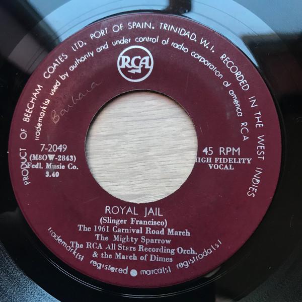 

7-дюймовая пластинка MIGHTY SPARROW RCA ALLSTARS RECO Royal Jail Freezing in New York 72049 RCA Тринидад Регги Ска Даб Б/у