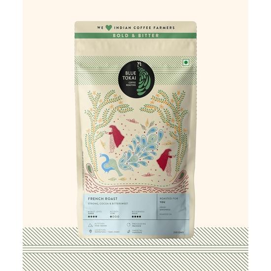Blue Tokai Coffee Roasters French Roast | Aeropress Grind 250G Pouch| 100% Arabica Beans | Specialty Coffee | Freshly Roasted Ground Coffee 250GM