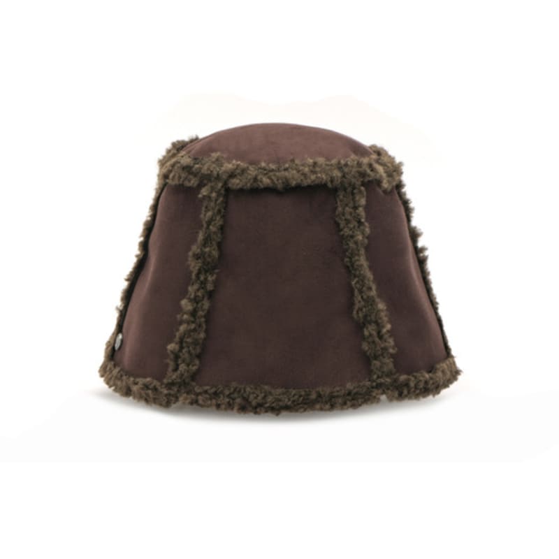 poesiedame [Life PORTRAIT] Shearling reversible bucket hat in Dark brown