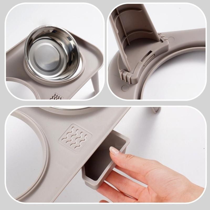High Neck Relief Dog Dishes Stainless Bowl Durable Elevated Dog Bowl Spill Proof Base For Home Use