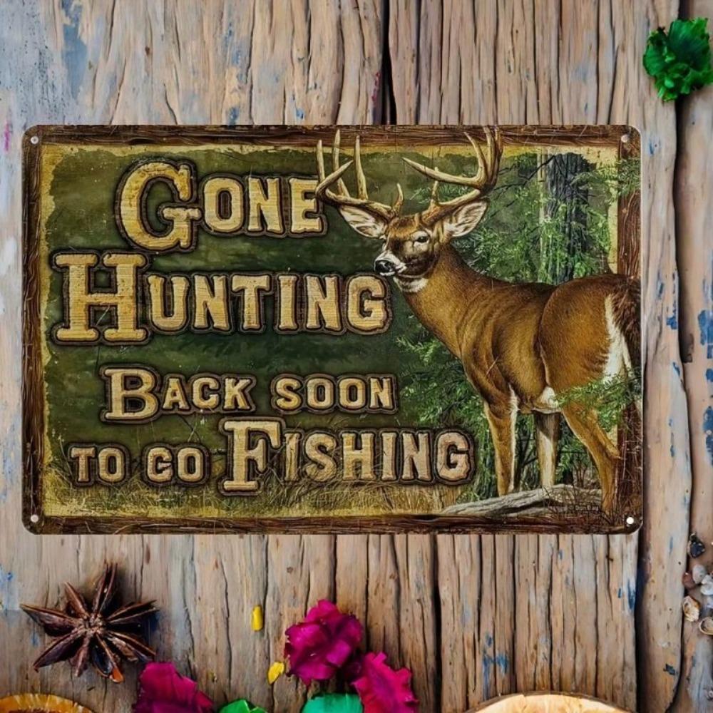 Metal Wall Art Deer Hunting Cabin Retro Sign for Bar Garage