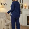 Cozy Loungewear for Women Women's Plus Size Pajama Set, Long Sleeve Top And Pants Casual Home Wear with Bow, Ruffle 2 Piece Soft Pjs Sleepwear