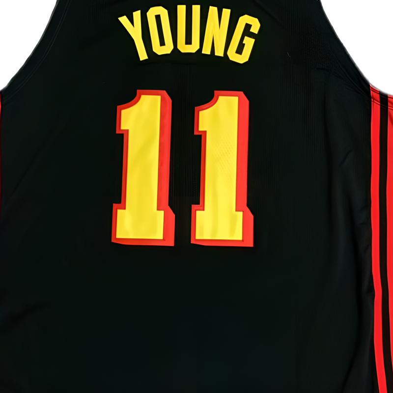 Jordan X NBA Atlanta Hawks 75th Anniversary Statement Edition Trae Young Fashionable Breathable Basketball Jersey Men Jersey Black DB3441-010
