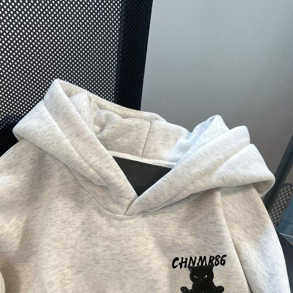 Women Men Hoodies Cat Sweater Men's Hooded Autumn and Winter Loose Tide Brand Letter Printing All-match Couple Jacket
