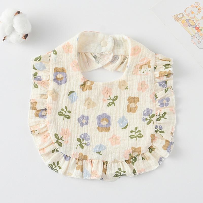 Ruffle Baby Drool Bibs: Pure Cotton Printed Lace Bibs