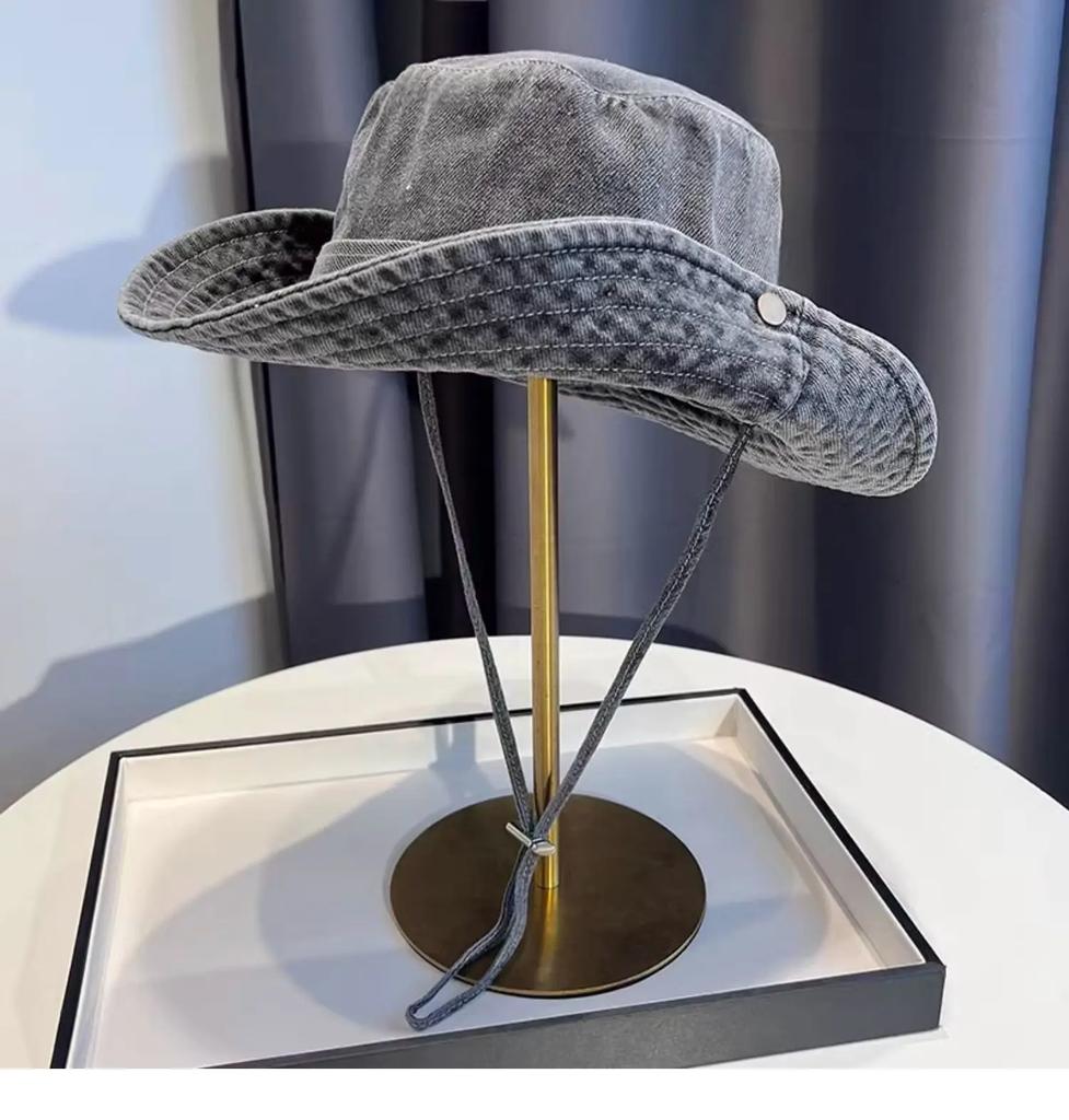 Vintage Washed Denim Bucket Hat Unisex Summer Sun Hat For Women Men Camping Cap With Uv Protection Western Cowboy Fisherman Hat