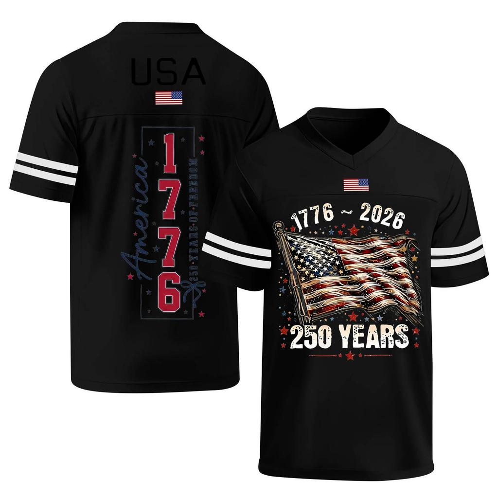 Women's Casual Fashion V-Neck Sports Independence Day Print Short Sleeve Sports T-Shirt Top