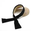 Empty top sunscreen straw hat summer leisure travel commuter visor adjustable strap large brim hat
