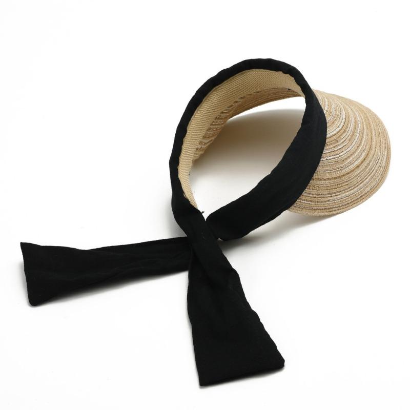 Empty top sunscreen straw hat summer leisure travel commuter visor adjustable strap large brim hat