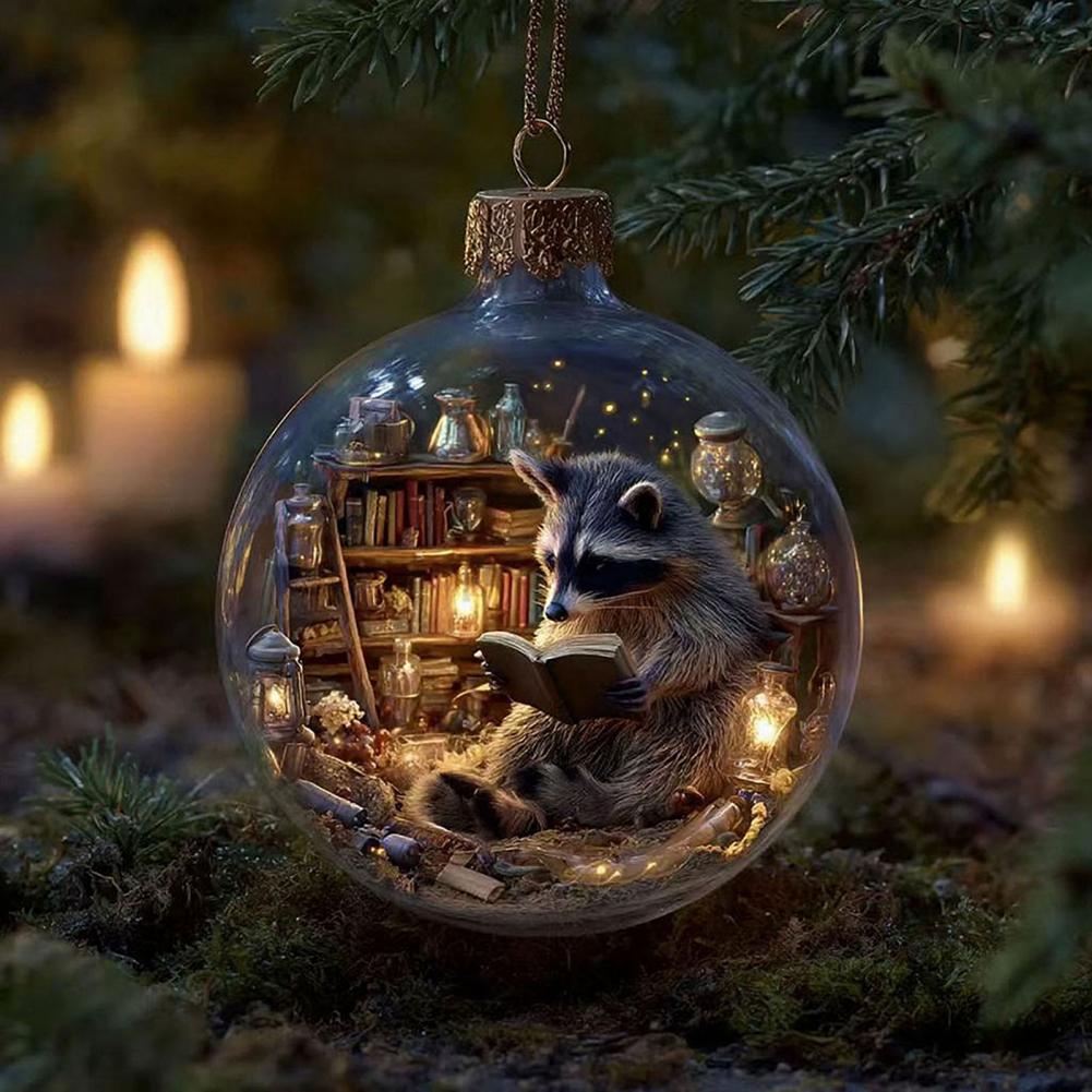 Décorations de Noël 3D animaux sauvages, boules de Noël en plastique à suspendre au sapin pour une fête à la maison