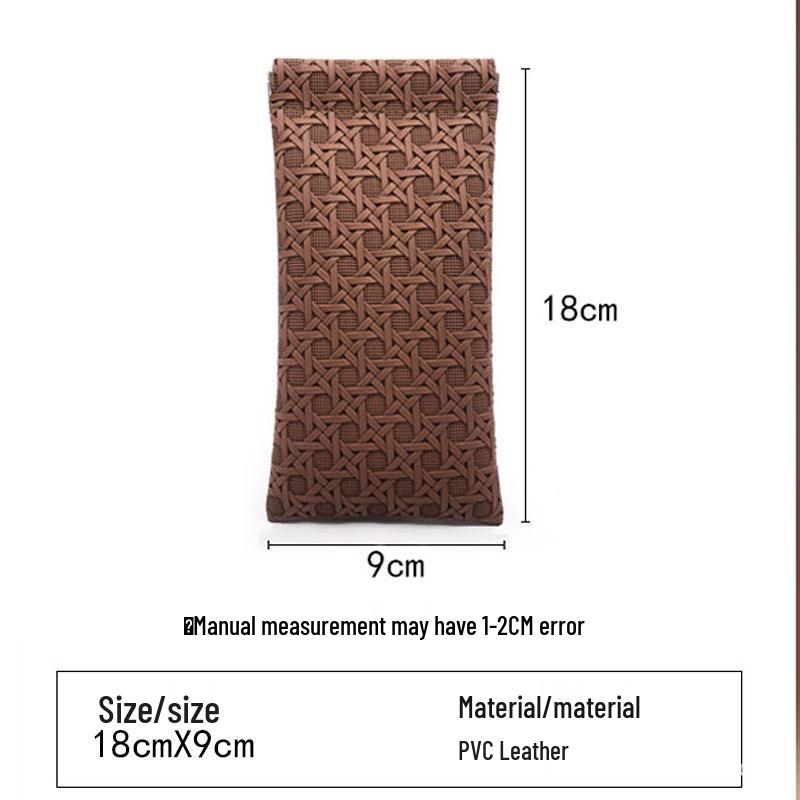 Brillen- & Sonnenbrillenetui mit Leder-Druckknopfverschluss, Tragbare Aufbewahrungstasche mit Kordelzug