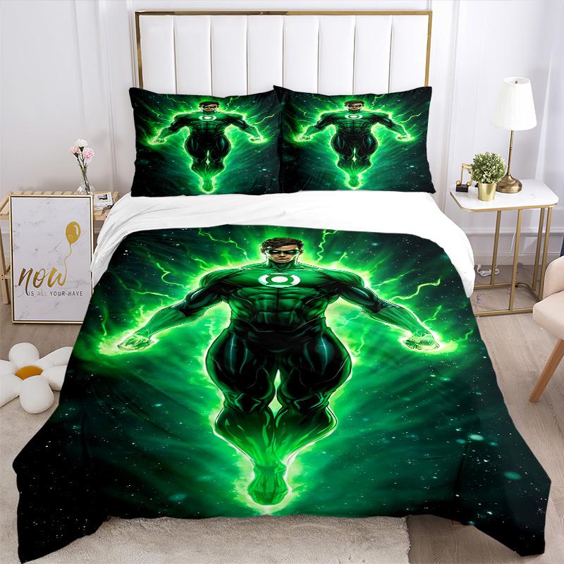 3pcs Green Lantern Cover Set,Soft Comfortable Duvet Cover,Guest Room (1*Duvet Cover + 2*Pillowcases, Without Core) yy251024170