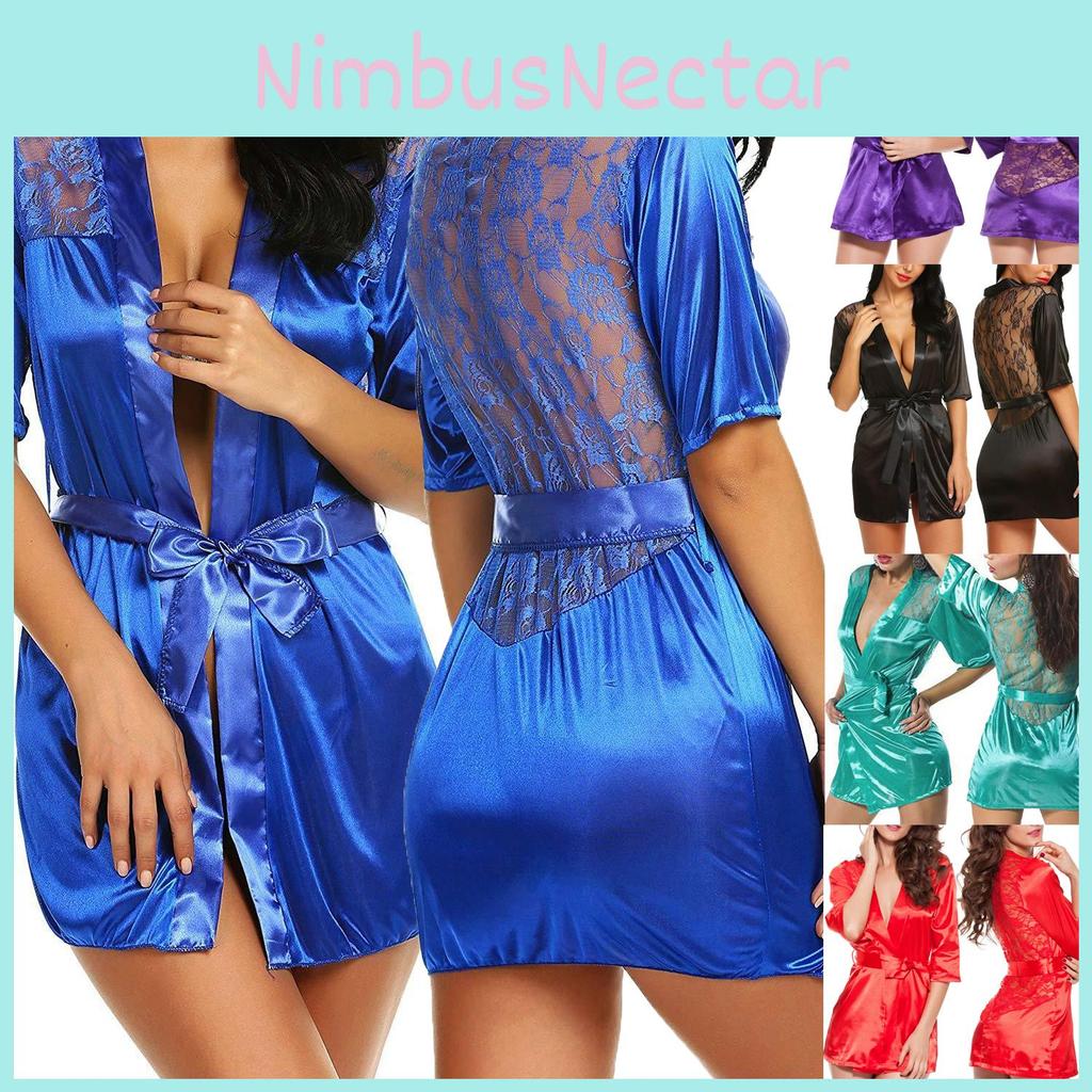 Charming Satin Silk Kimono Robes For Women With Stylish Lace Trim Features