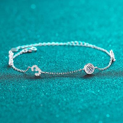 S925 Sterling Silver náramek pro ženy 1314 Moissanite náramek pokovený Pt950 Platinum Malý svěží dárek