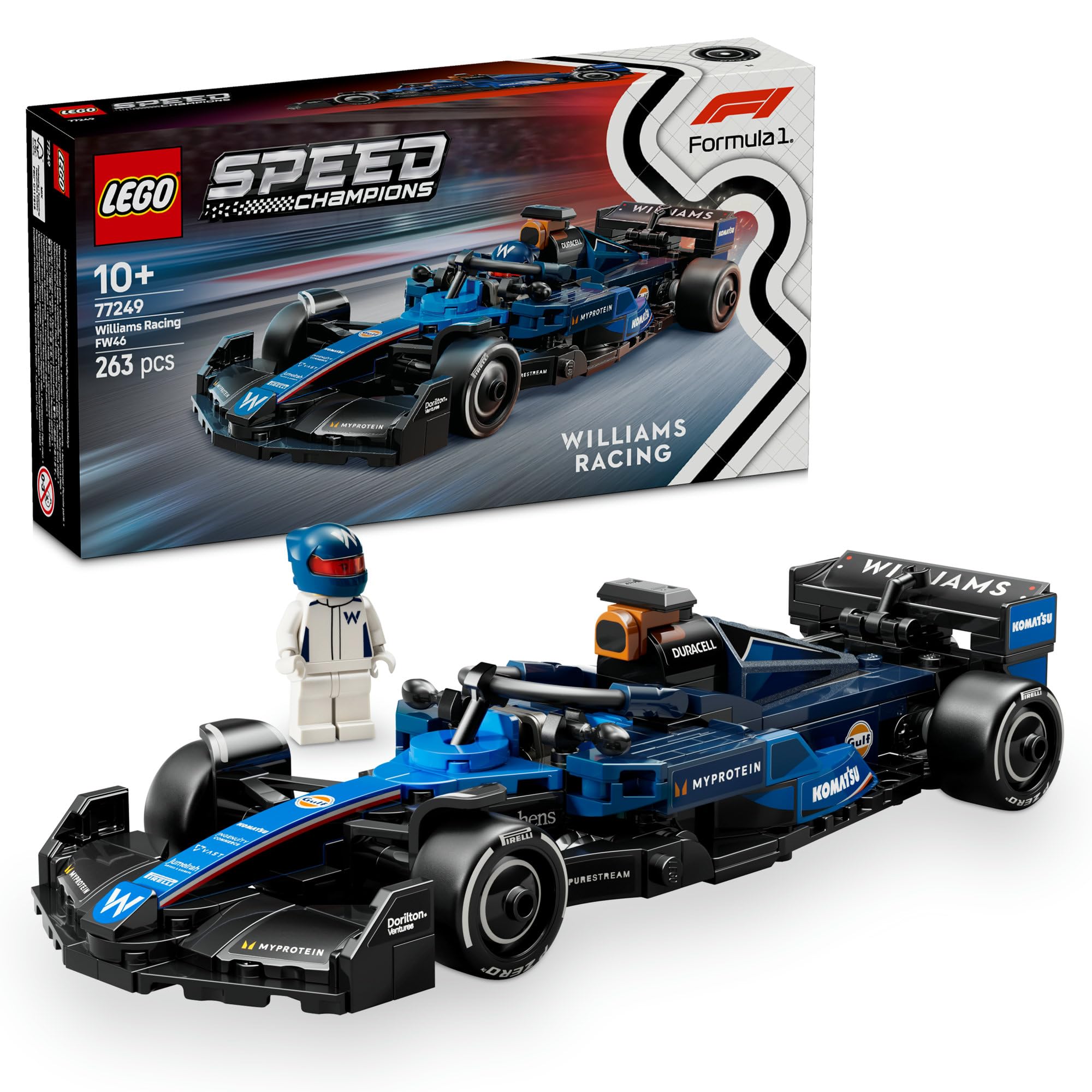 

LEGO Speed Champions Williams Racing FW46 F1 Race Car Toy Playset 77249 Kids 10-12 Boys Girls Mini Car