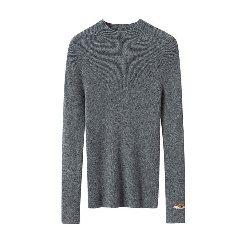 Autumn/Winter 2025 Women's Slim-Fit Striped Cashmere Embroidered Knit Top