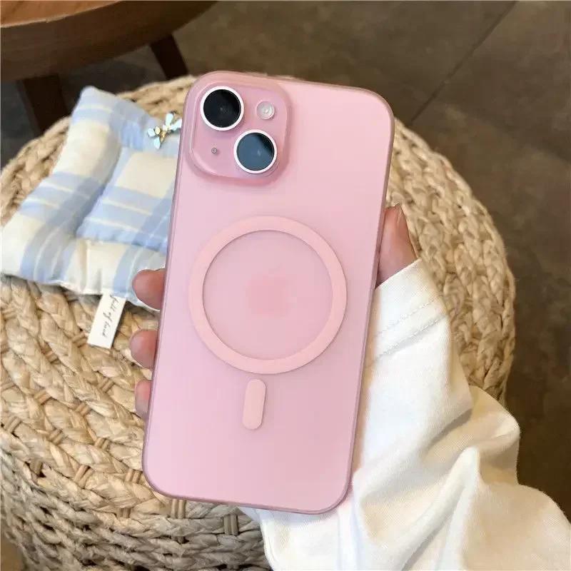 Ultra Thin Matte Magnetic Wireless Charge Case For iPhone 16 15 14 Plus 13 12 11 Pro Max For Magsafe Hard PC Translucent Cover