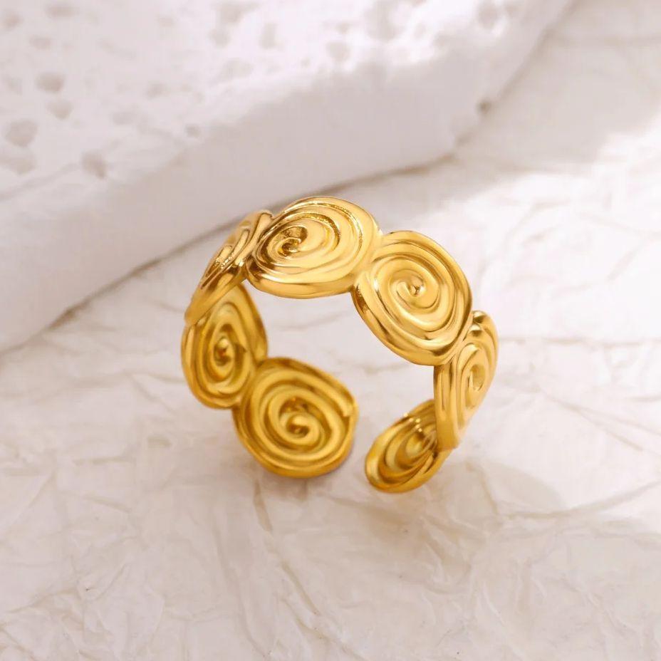 Anneaux Grecques en Acier Inoxydable Plaqué Or 18K Anti-Décoloration Anneau Ouvert pour Femmes Fête Zircon Accessoires Minimalistes Cadeaux 2025