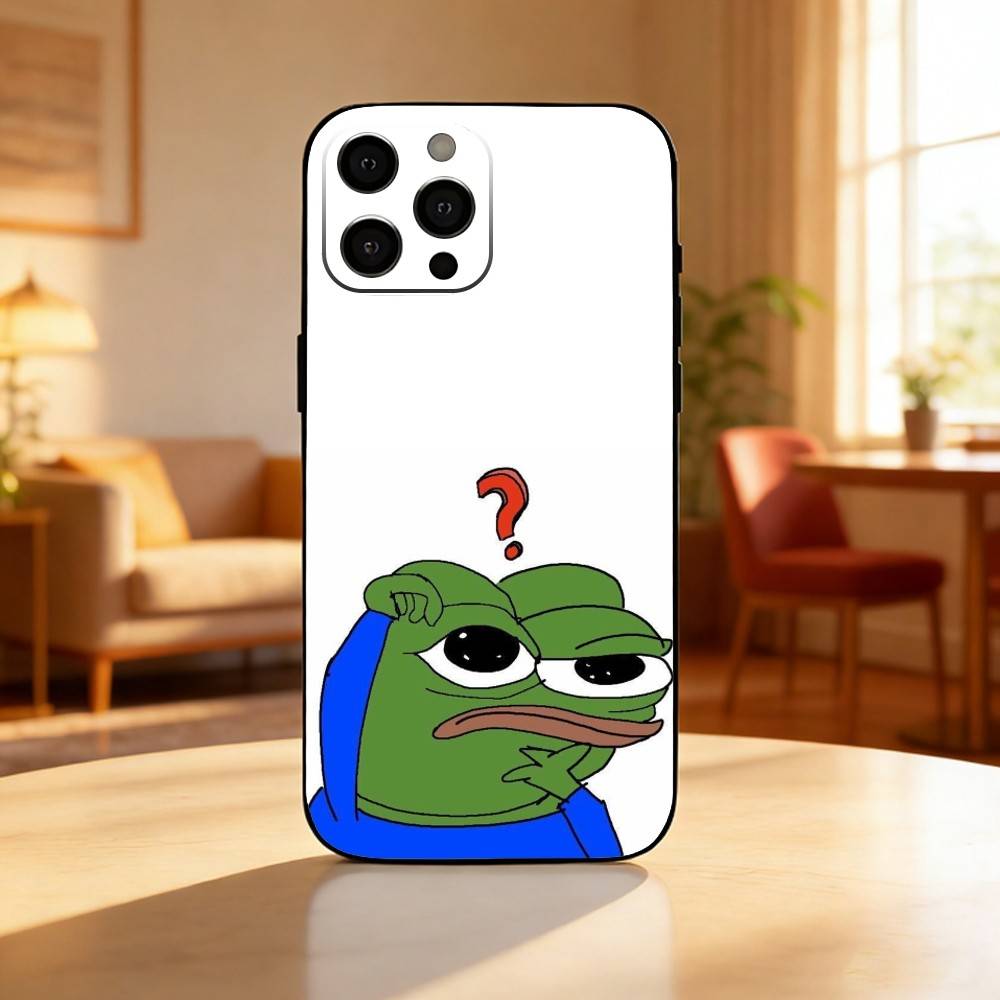 P-Pepe The Funny Frog Phone Case For iPhone17,16,15,14,13,12 Plus,Max Soft Silicone Black Cover iPhone14Plus