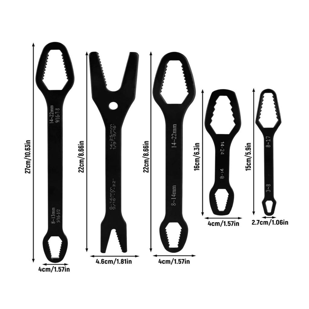 5 Pieces AutoAdjusting Wrench Versatile Double Head Adjustable Spanner for General