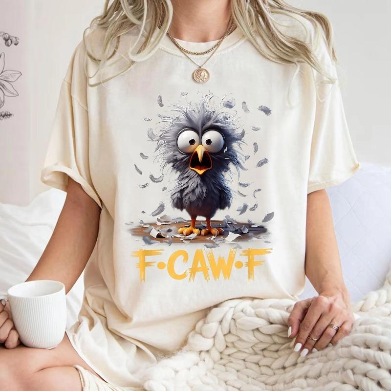 FCAWF Funny Shocked Bird Shirt Sarcastic Animal Humor Tee Summer Unisexs and Womens Loose and Breathable Tshirt Top