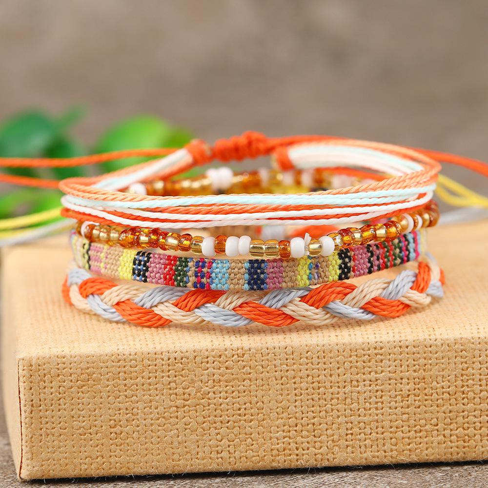 4 /24 Pcs Boho Surfer Bracelet Anklets Braided Bracelet Colorful String Rope Ankle Bracelets Waterproof Summer Beach Zircon