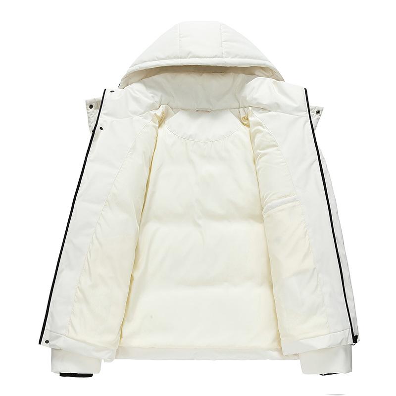 Winter Korean version of the new solid color hooded white duck down jacket trendy fashion and versatile thickened couple stylish jacket
