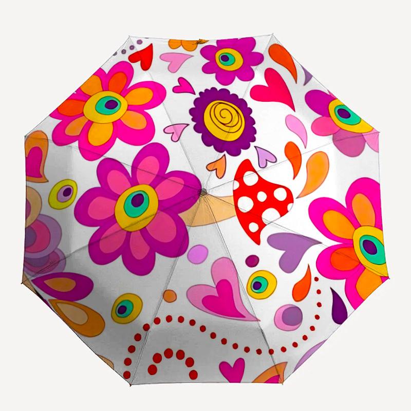 

1pc Floral Mandala Pattern Automatic Open/Close Umbrella, Compact Travel Umbrella, 8-Rib Sturdy Frame - Ideal Gift for Friends yy251118049