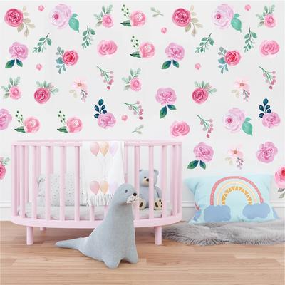6 Sheet Stickers for Girls Bedroom Flower Wall Corner Decals Floral Wall Stickers Baby Girl Nursery Bedroom Classroom Wall Decor