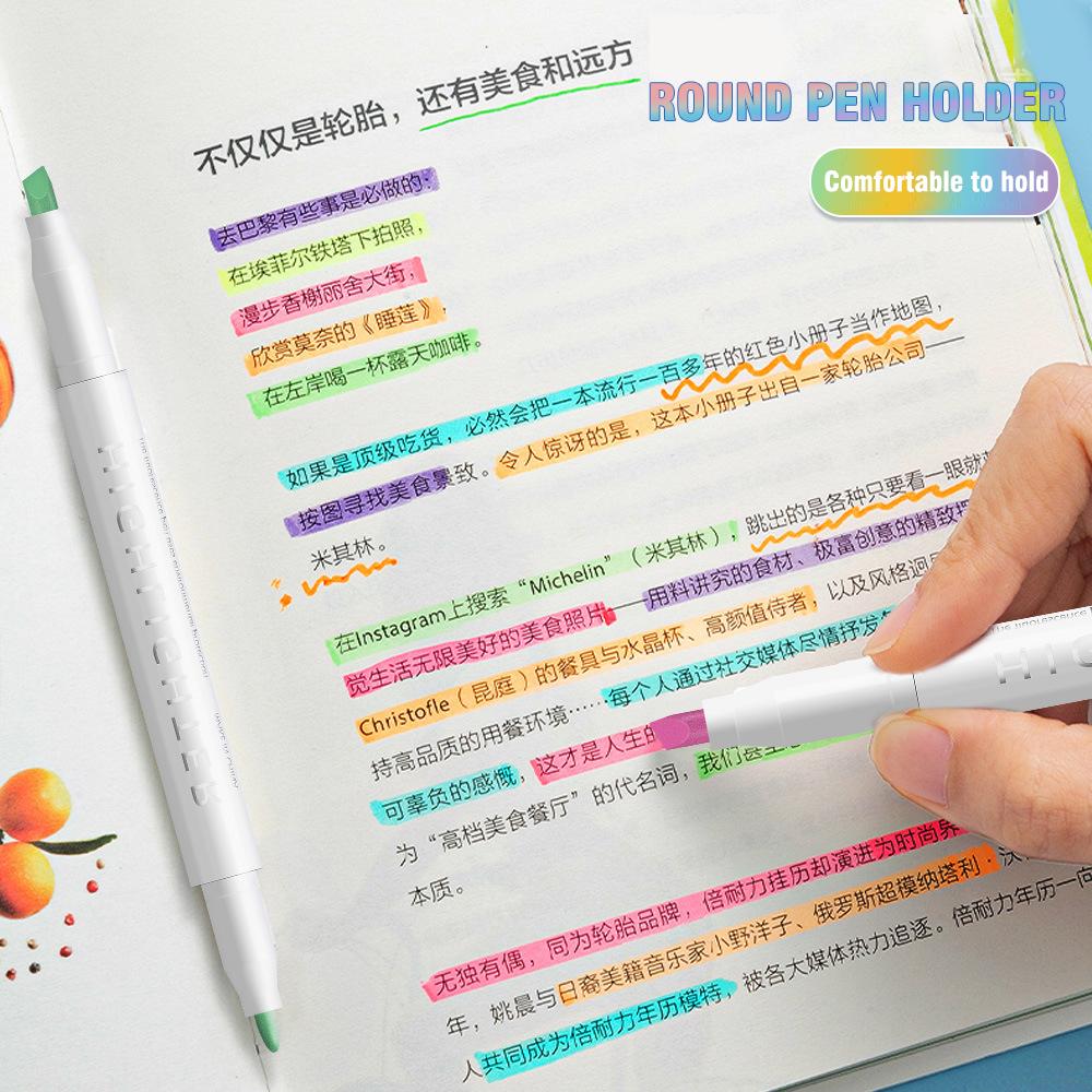 15 Colors Double Headed Highlighter Fluo Marker Set Art Drawing Pens Pastel Stationery Double Tips for Highlighting Coloring