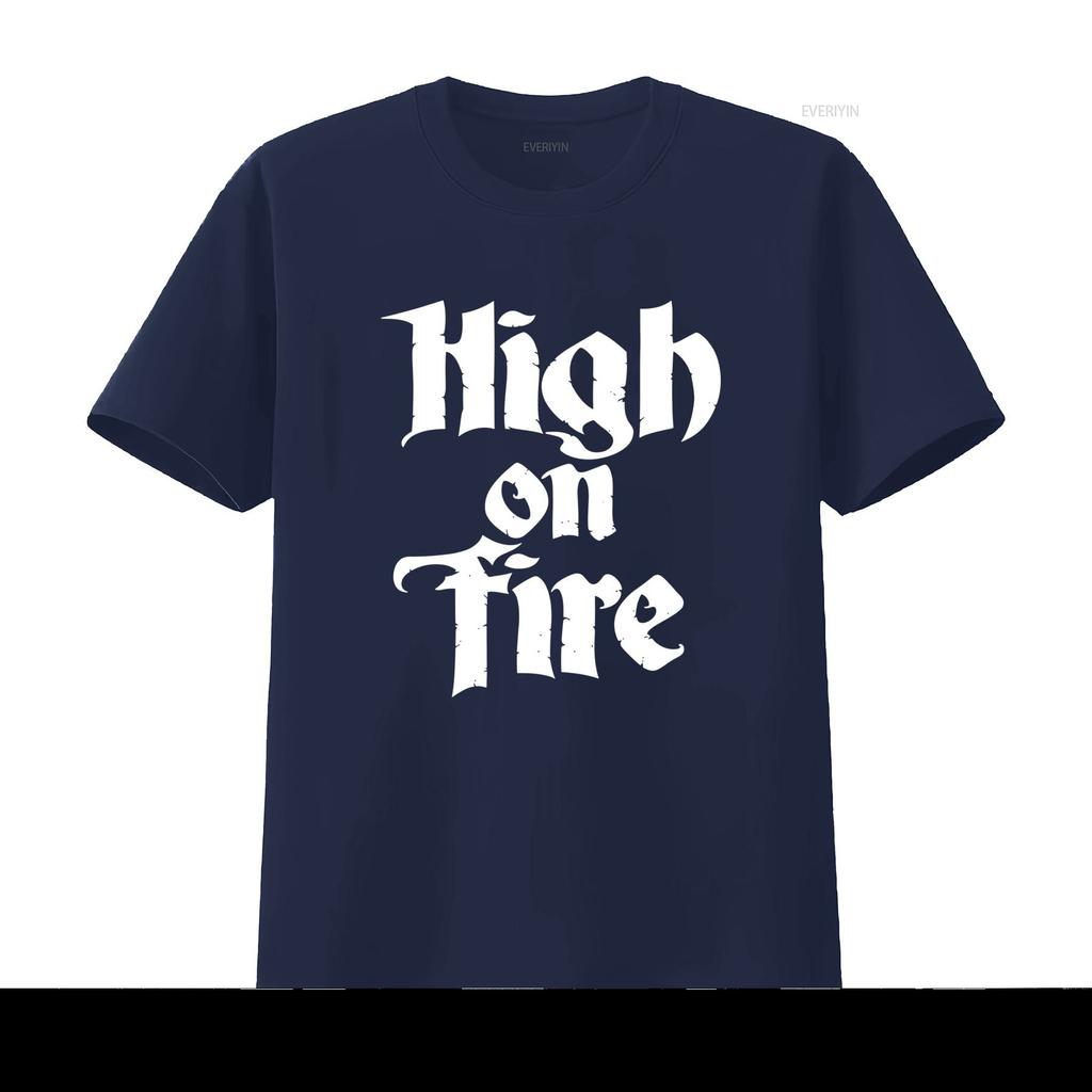 Stylish High on Fire Band Logo Black T shirt Available in All Sizes S 5Xl 2F82 vintage Washed Slightly streetwear Soft