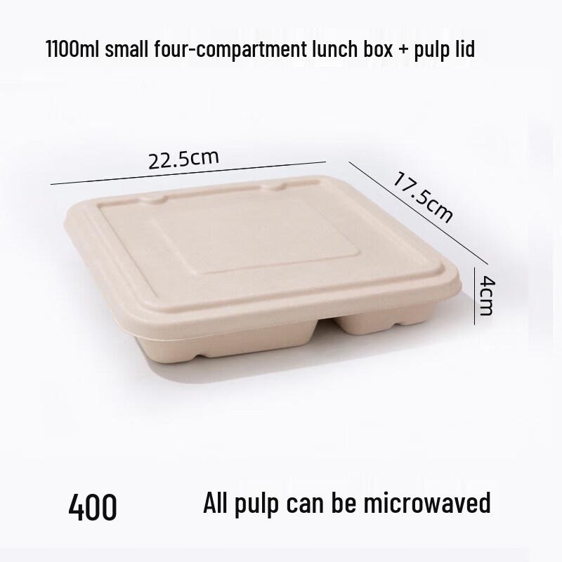 ZLIII 1100ml Degradable 4-Compartment Meal Prep Box with Paper Lid