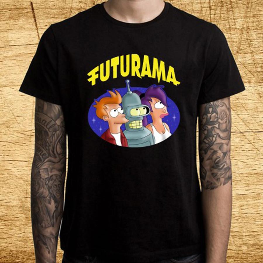 Futurama Cartoon TV Series Men s Black T-Shirt Size S to 5XL S
