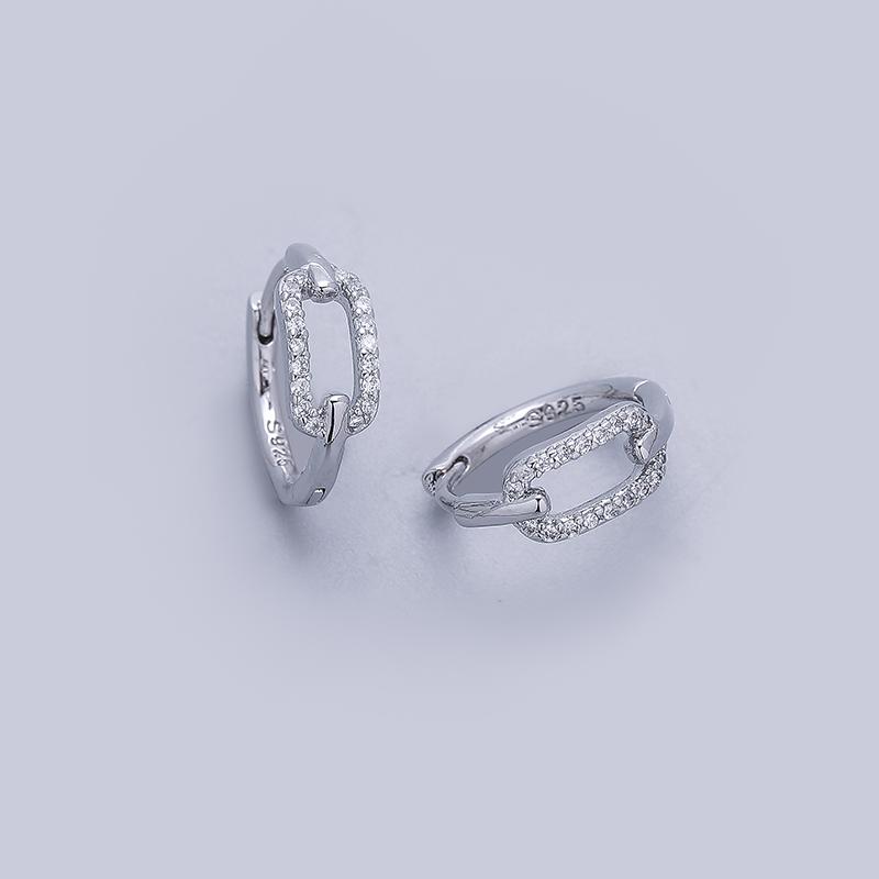 ANENJERY Zircon Hollow Geometric Huggie Hoop Earrings For Women Temperament French Jewelry