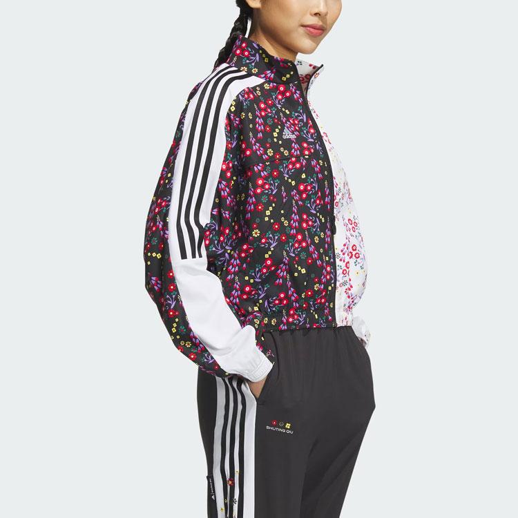 Adidas X Shuting Qiu Co-Branded Woven Floral Print Sports Casual Jacket Women Jackets Black White IM8441