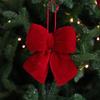 Red Velvet Christmas Bow Ornament for Tree and Wedding Decoration