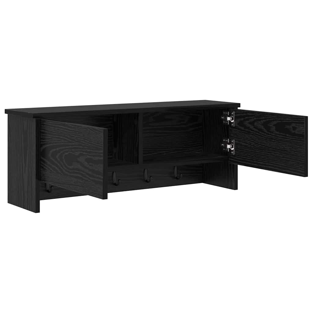 Wall Mounted Nightstand Black Oak Effect 80 x 20 x 30 cm