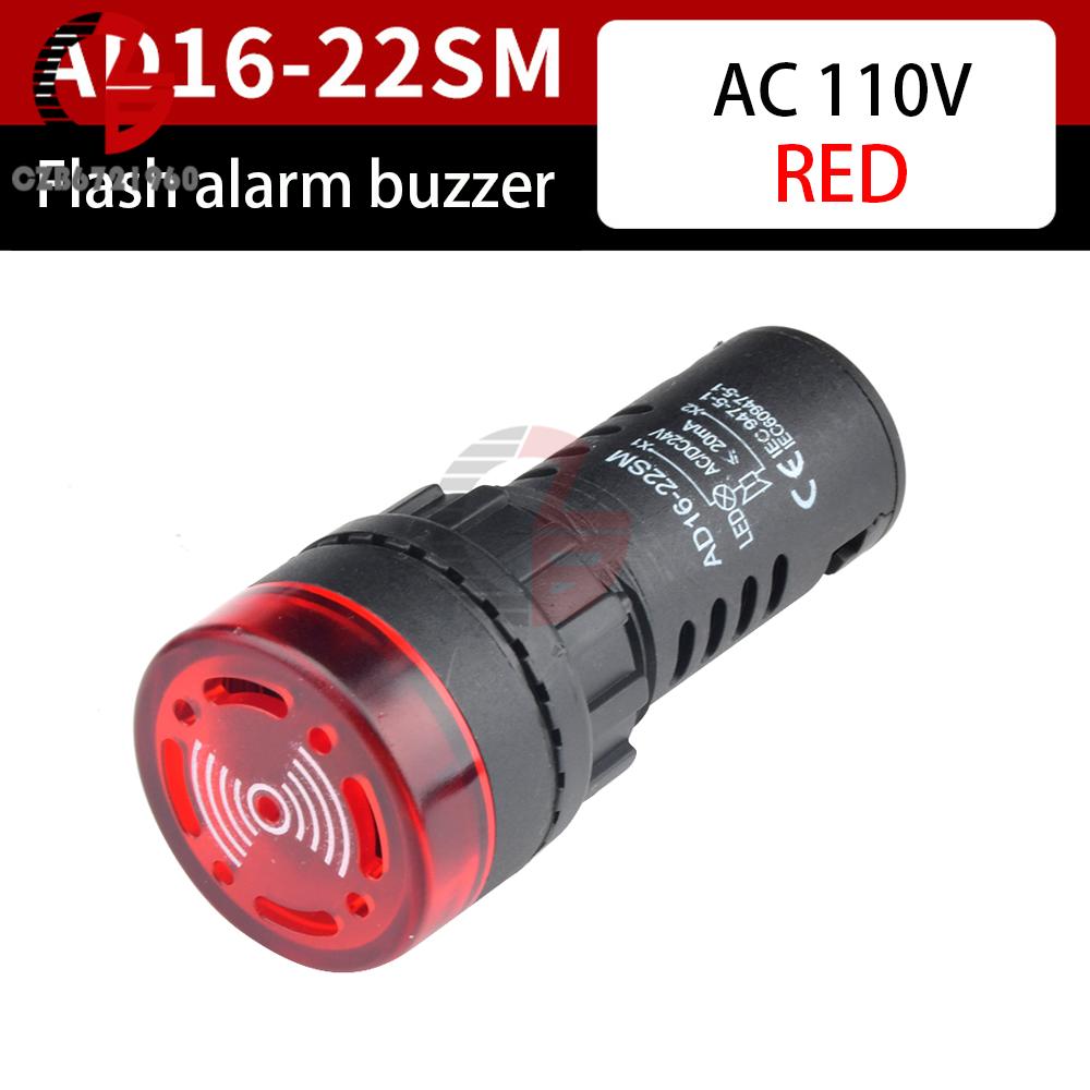 

DC 12V DC 24V AC 110V AC 220V LED Active Buzzer AD16-22SM 22mm Panel Flash Signal Light Indicator Beeper Alarm Signal Lamp