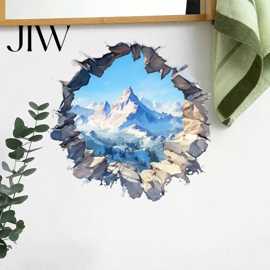 Landscape Wall Covering Snow Peak Sticker, 3D Decorative Decal, Durable Nordic Style Home Accents PVC Waterproof Window Film, for Living Room Bedroom