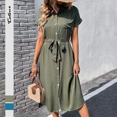 2025 Women's Summer Lapel Lace Dress - European & American Style