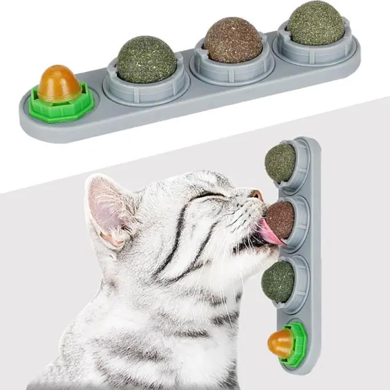 Natural Catnip Toys Silvervine Balls Teeth Cleaning Dental Wall Treats Extra Cat Energy Ball Edible Cat Lick Healthy Kitten Chew