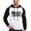Men's Casual Hooded Drawstring Long Flag Print Sweatshirt With Pockets