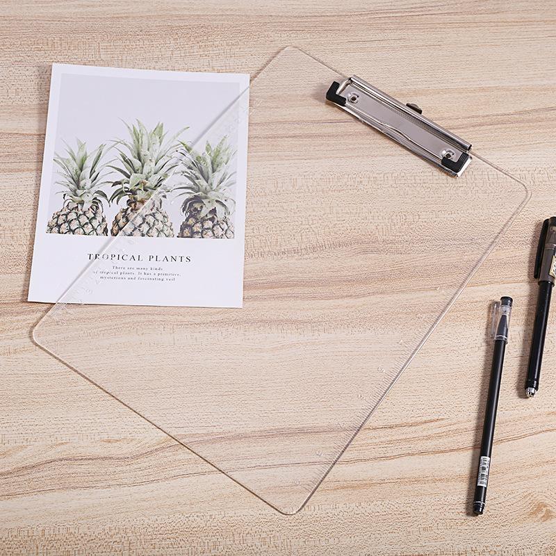 A4 Clear Colored Plastic Scale Clipboard Student Writing Board Artist Paint Pad Copying Plate Office School Folder Clip Mat Gift
