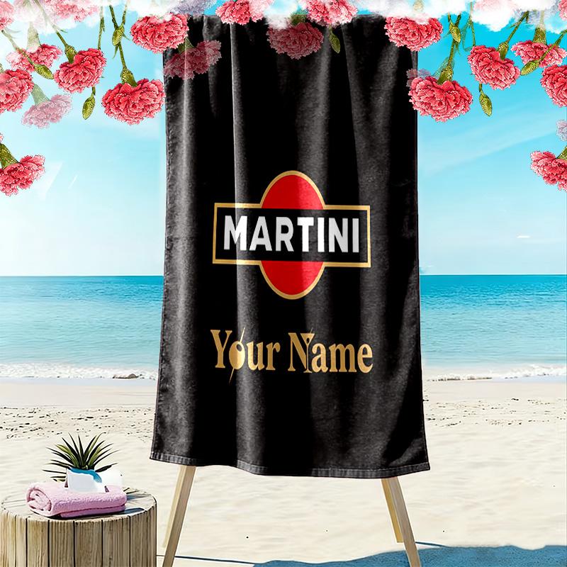 Martini Custom Name Print Beach Towel Large Soft Quick Dry Towel For Beach Camping Swimming