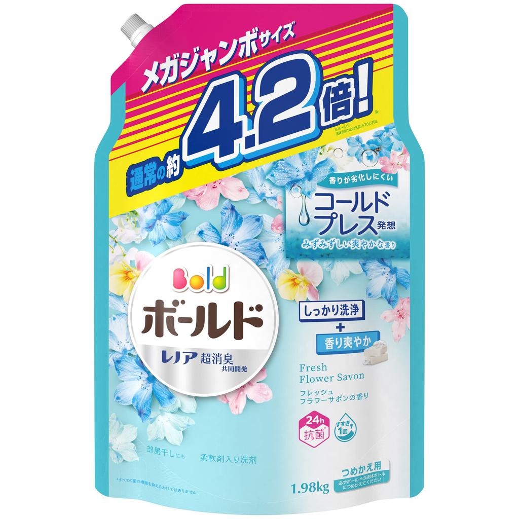 Bold Gel Liquid Laundry Fresh Flower [Large Capacity] Detergent, Soap, Refill, 1,980g